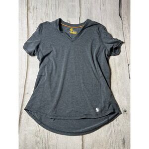 Carhartt V-Neck T-Shirt Women XL Gray Performance Workwear Gorpcore Activewear